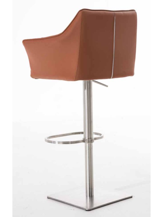 Set 2 taburete de bar Damaso imitatie piele otel inoxidabil, maro deschis