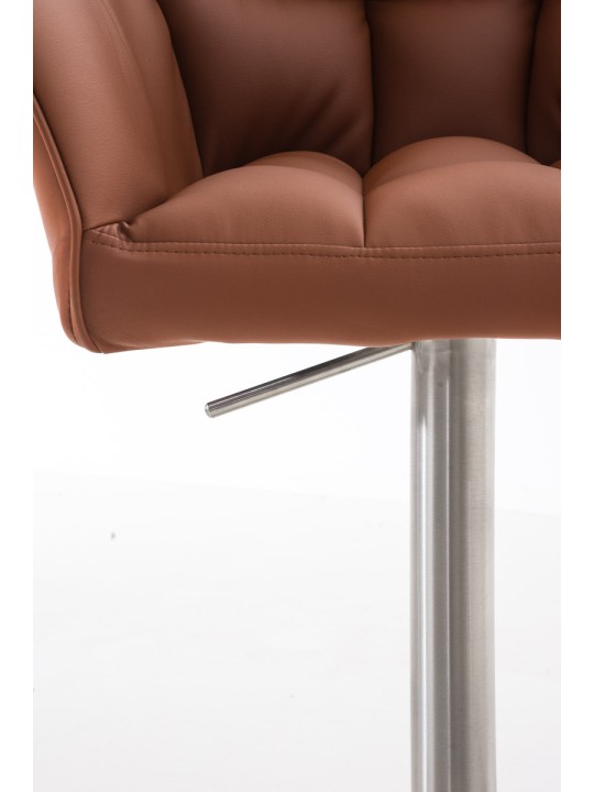 Set 2 taburete de bar Damaso imitatie piele otel inoxidabil, maro deschis