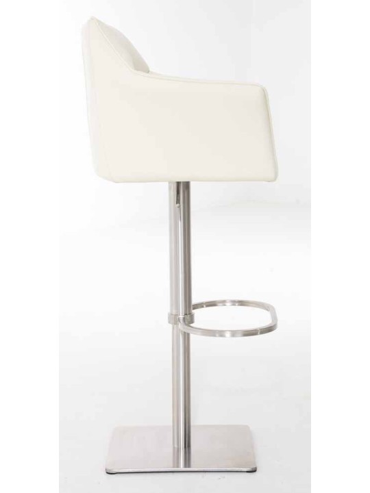 Set 2 taburete de bar Damaso imitatie piele otel inoxidabil, crem