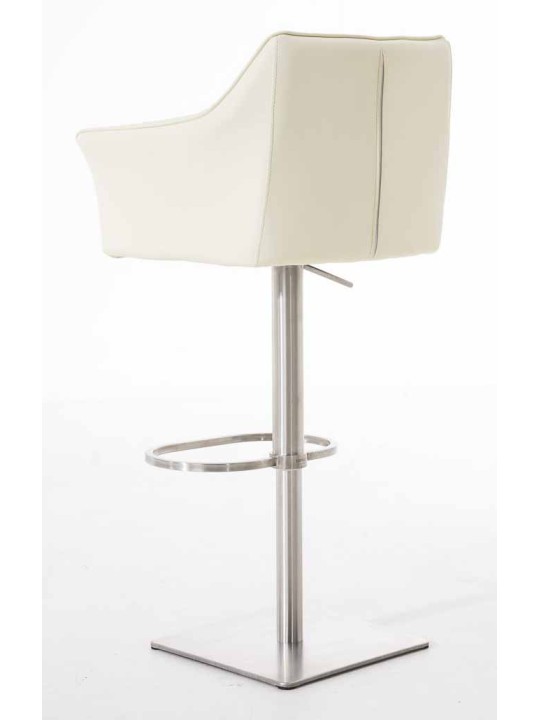 Set 2 taburete de bar Damaso imitatie piele otel inoxidabil, crem