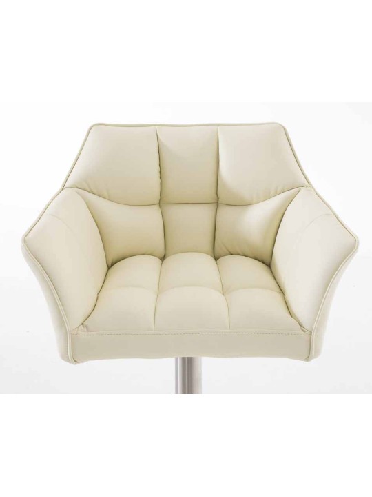 Set 2 taburete de bar Damaso imitatie piele otel inoxidabil, crem