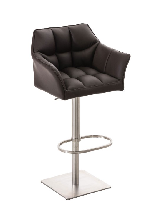 Set 2 taburete de bar Damaso imitatie piele otel inoxidabil, maro