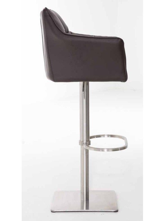 Set 2 taburete de bar Damaso imitatie piele otel inoxidabil, maro