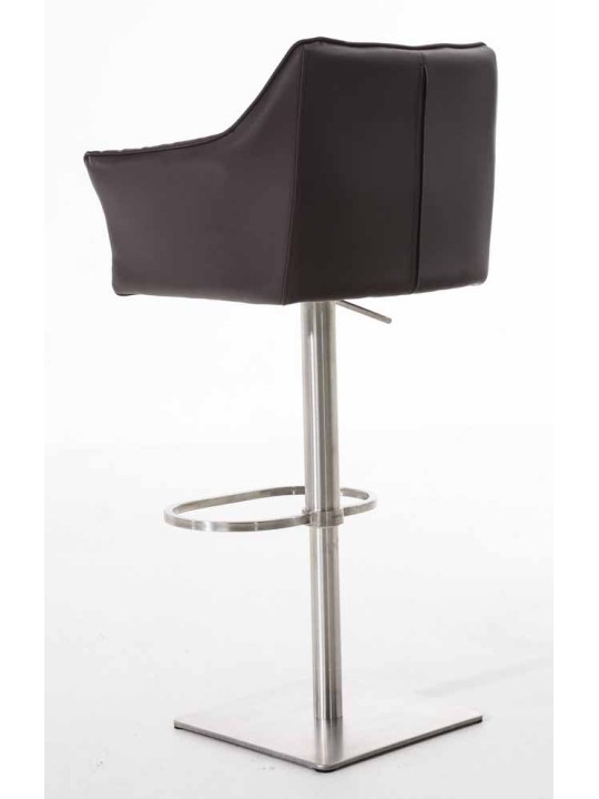 Set 2 taburete de bar Damaso imitatie piele otel inoxidabil, maro