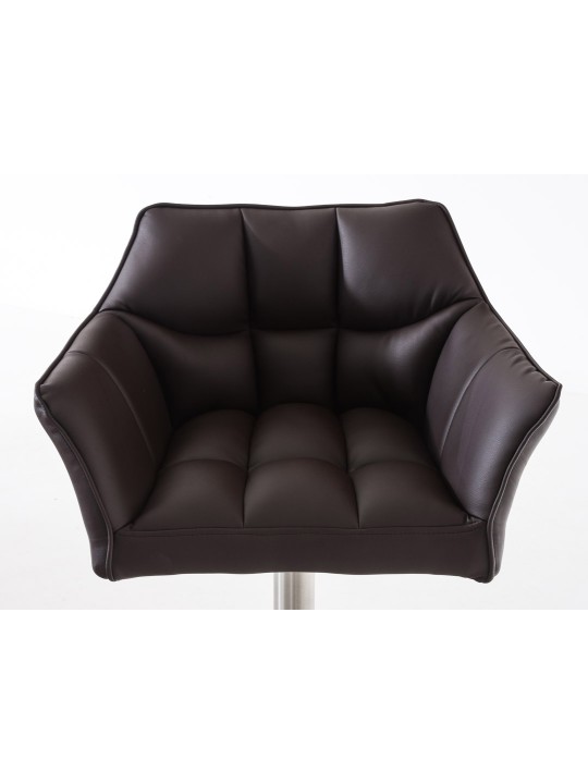 Set 2 taburete de bar Damaso imitatie piele otel inoxidabil, maro