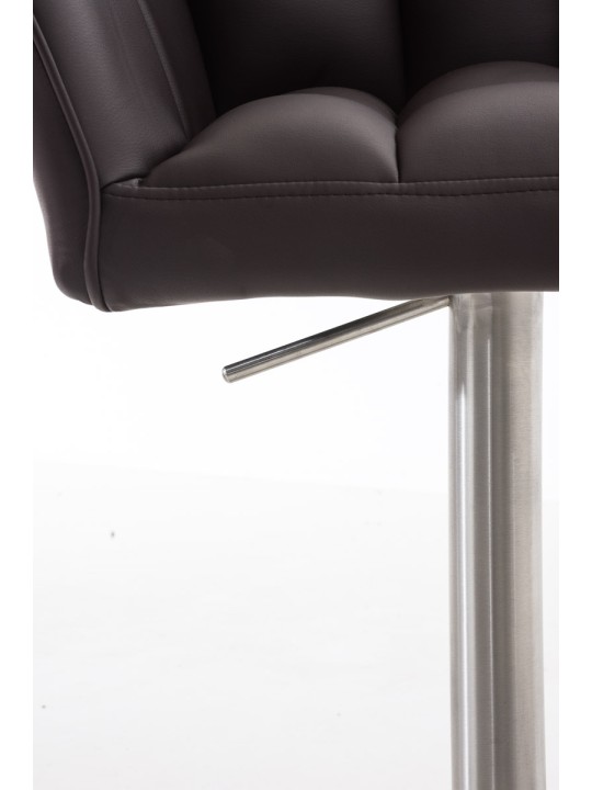 Set 2 taburete de bar Damaso imitatie piele otel inoxidabil, maro