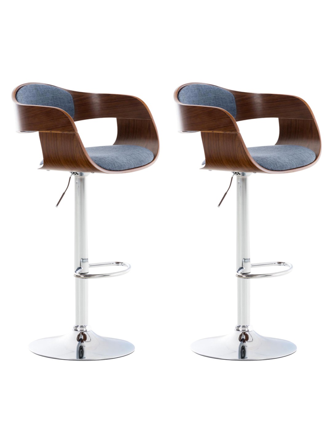 Set 2 scaune de bar Kingston C stofa, nuc/albastru