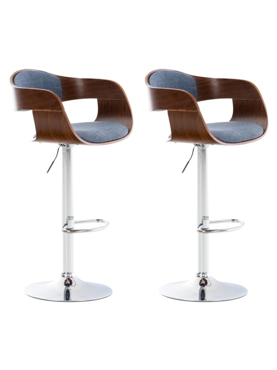 Set 2 scaune de bar Kingston C stofa, nuc/albastru