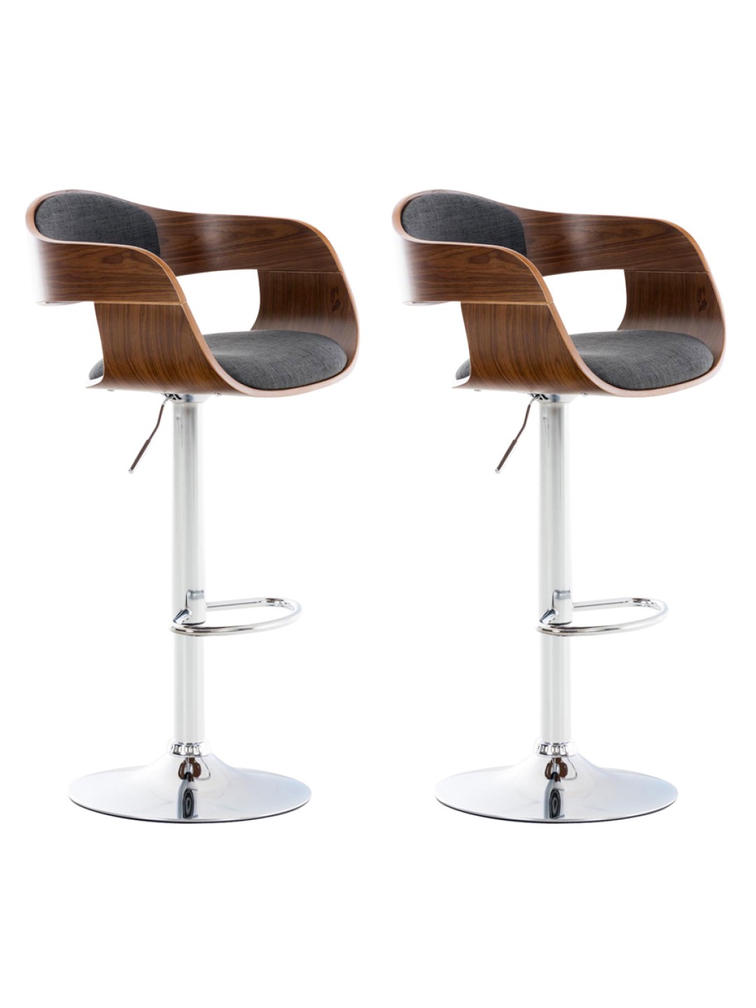 Set 2 scaune de bar Kingston C stofa, nuc/gri închis