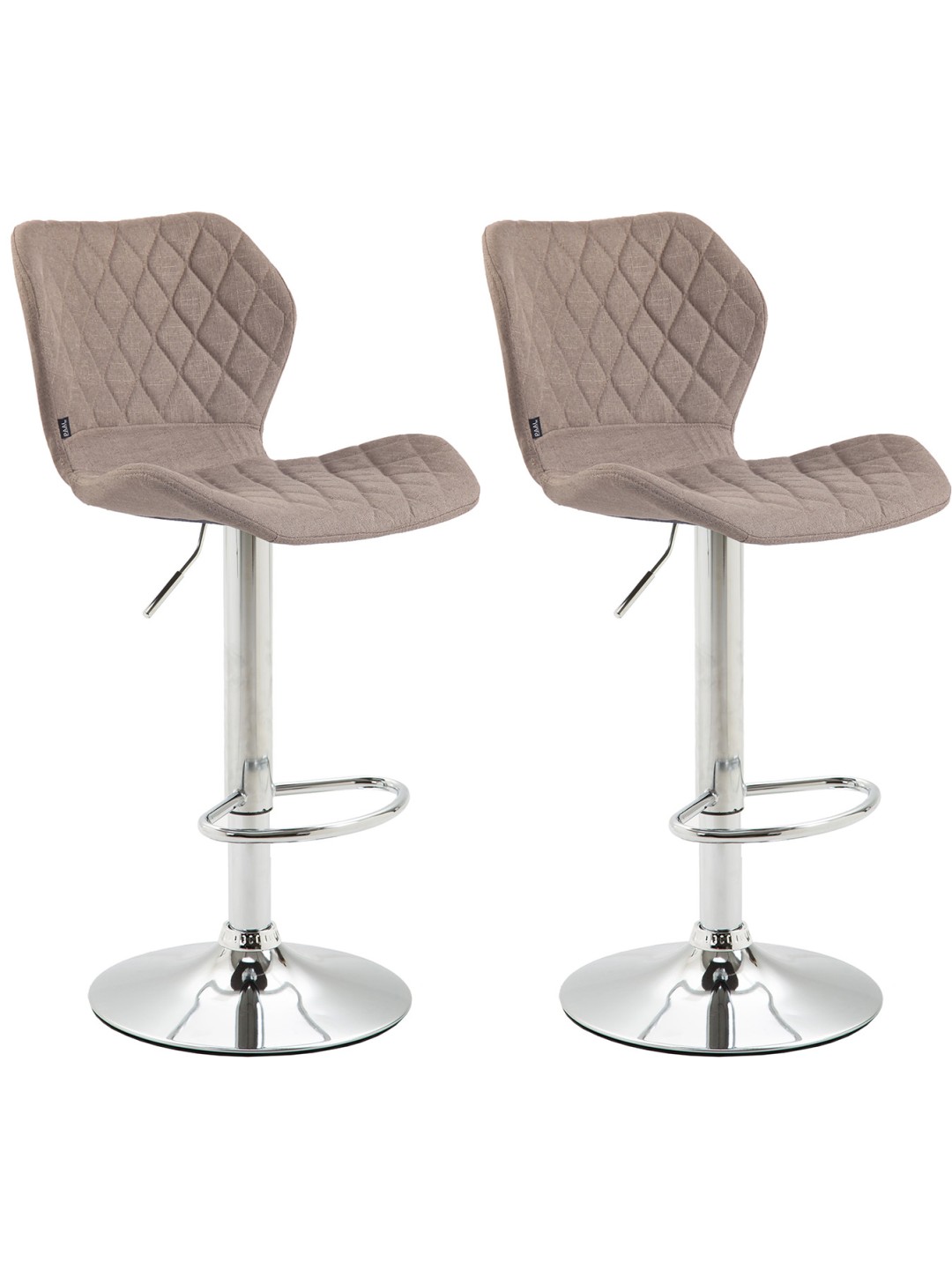 Set 2 scaune de bar din pluta cromata, taupe