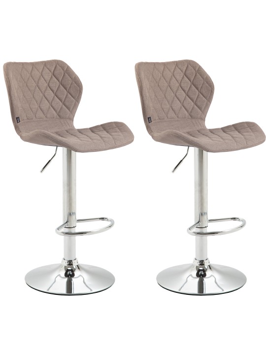 Set 2 scaune de bar din pluta cromata, taupe