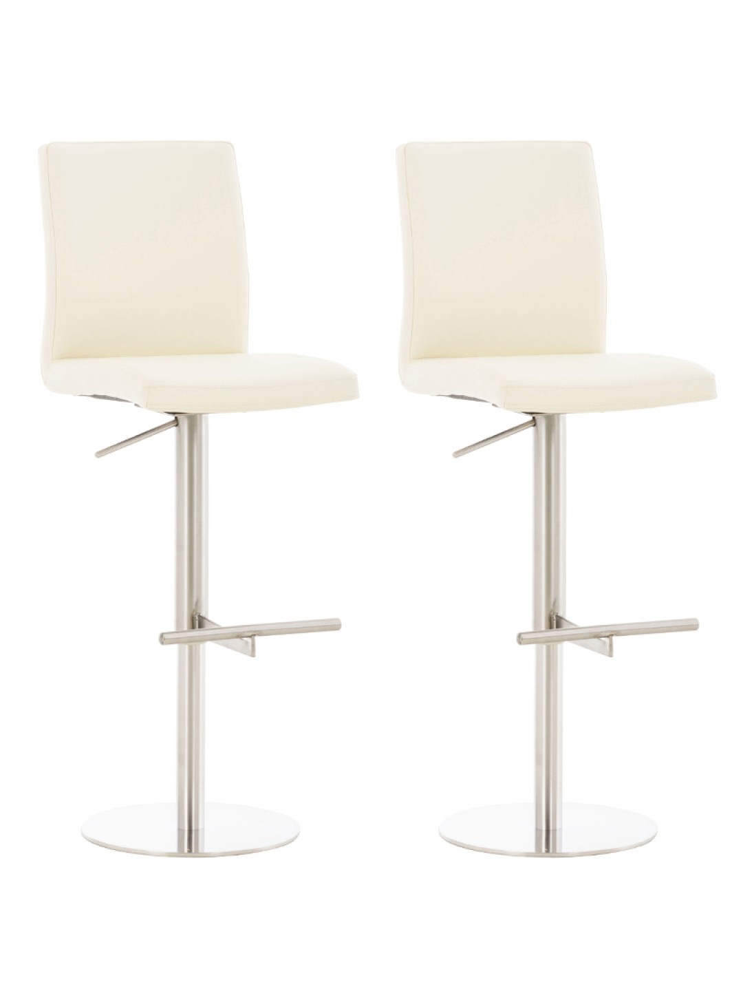 Set 2 scaune de bar Cadiz imitatie piele otel inoxidabil, crem