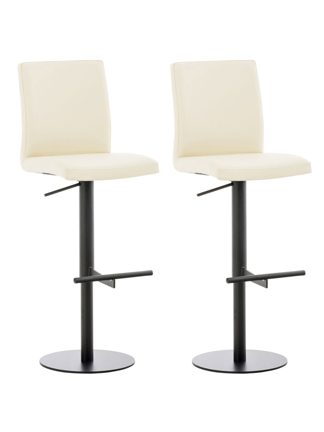 Set 2 taburete de bar Cadiz imitatie piele, crem