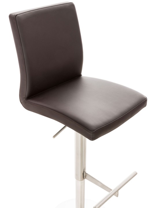 Set 2 scaune de bar Cadiz imitatie piele otel inoxidabil, maro