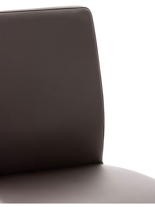 Set 2 scaune de bar Cadiz imitatie piele otel inoxidabil, maro