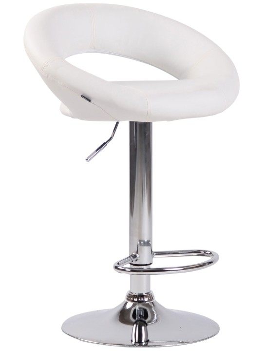 Taburet de bar Olinda imitatie piele crom, alb