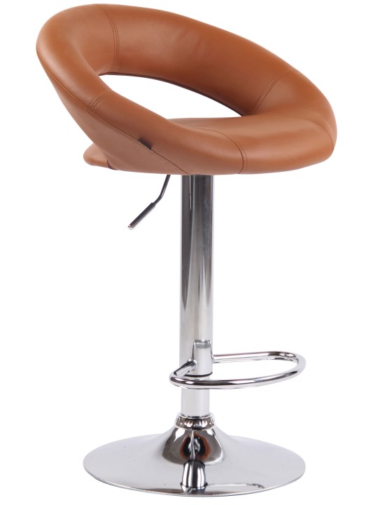 Taburet de bar Olinda imitatie piele crom, maro deschis Taburet de bar Olinda imitatie piele crom, maro deschis