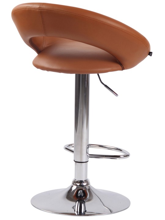 Taburet de bar Olinda imitatie piele crom, maro deschis Taburet de bar Olinda imitatie piele crom, maro deschis