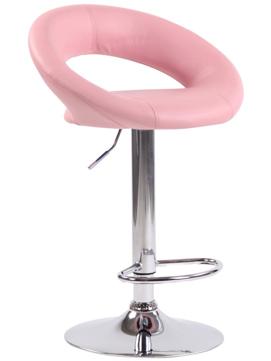 Taburet de bar Olinda imitatie piele crom, roz Taburet de bar Olinda imitatie piele crom, roz