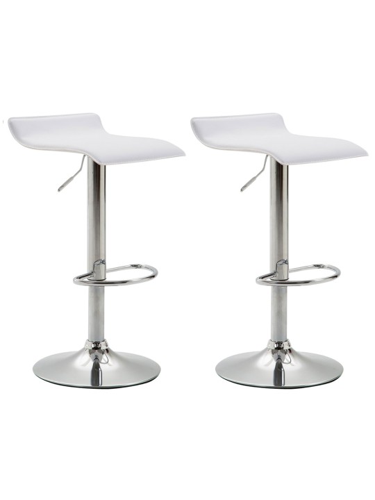 Set 2 taburete de bar Dyn V2 imitatie piele crom, alb Set 2 taburete de bar Dyn V2 imitatie piele crom, alb