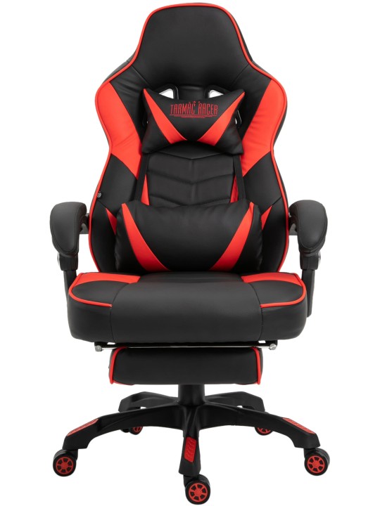 Scaun de birou Tilos imitatie piele, negru/roșu