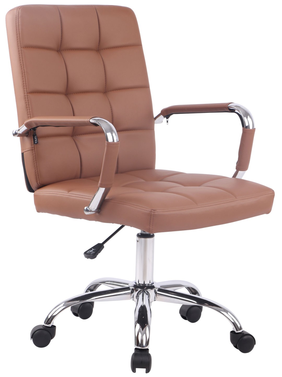 Scaun de birou Deli PRO imitatie de piele, maro deschis