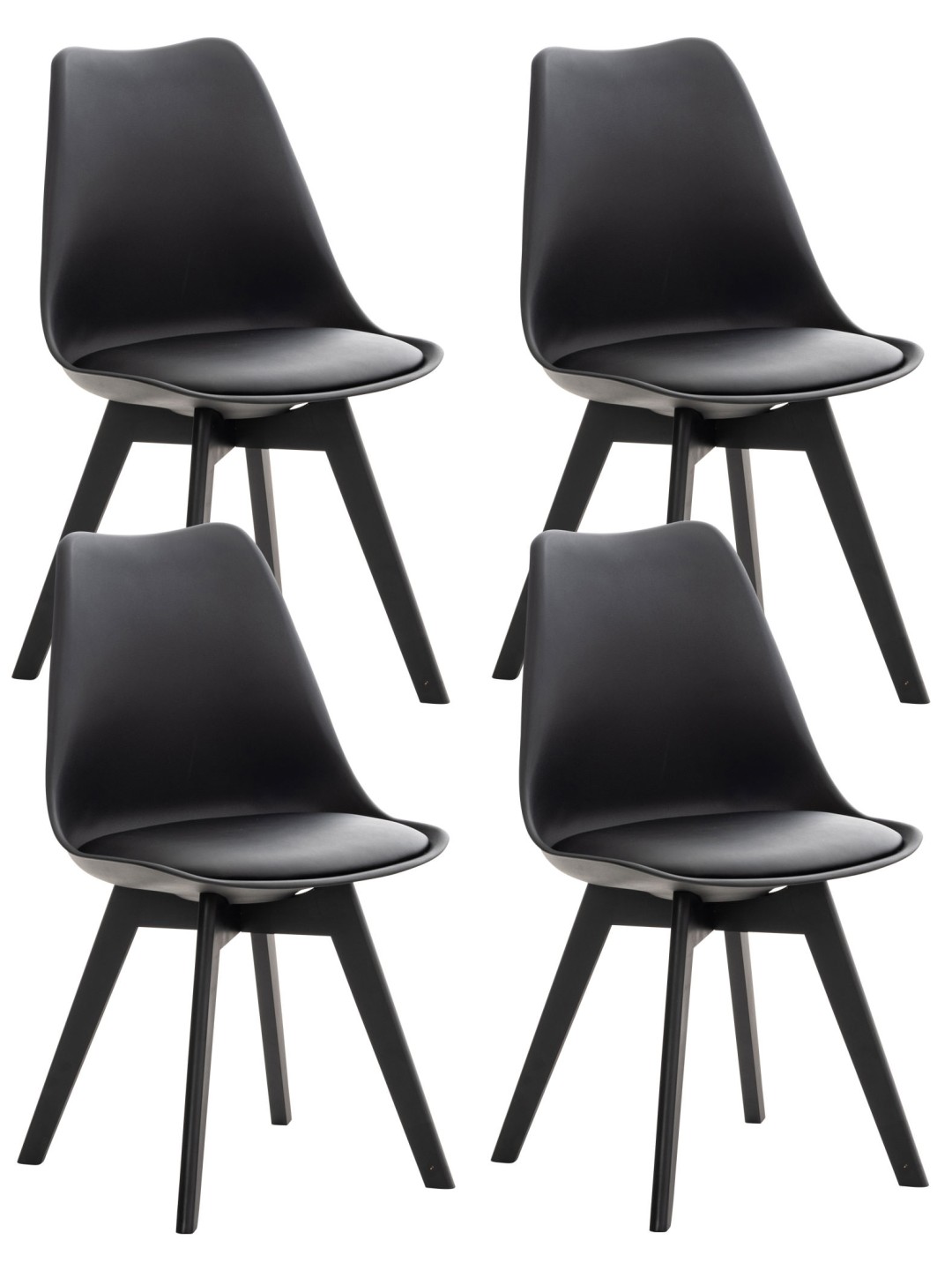 Set 4 scaune Linares plastic, negru/negru