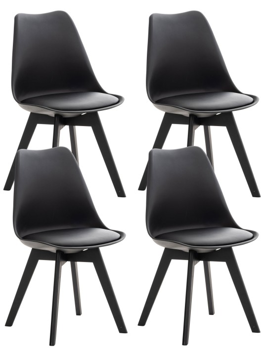 Set 4 scaune Linares plastic, negru/negru Set 4 scaune Linares plastic, negru/negru