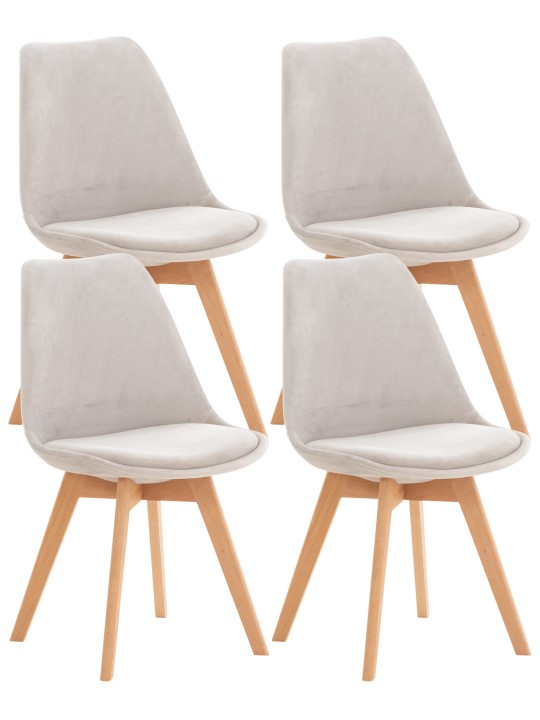 Set 4 scaune Linares catifea, gri deschis Set 4 scaune Linares catifea, gri deschis