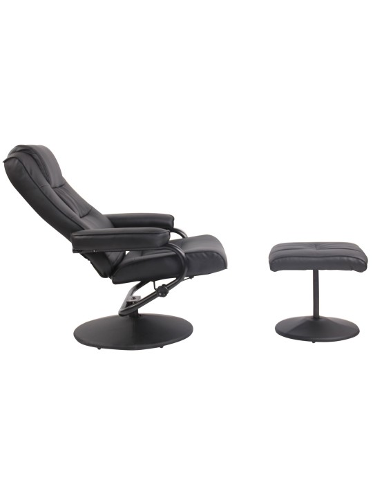 Fotoliu Ennis cu taburet, negru