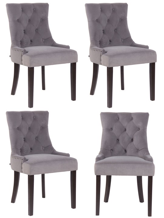 Set 4 scaune de sufragerie Aberdeen catifea antic, gri