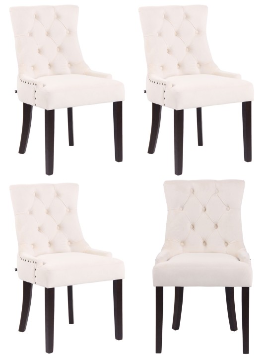 Set 4 scaune de sufragerie Aberdeen catifea antic, crem