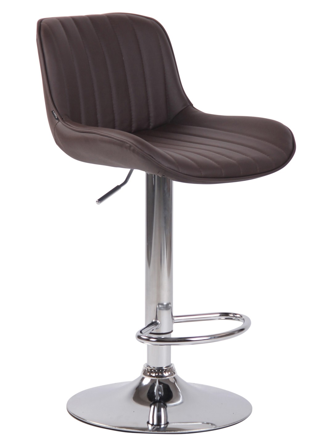 Scaun de bar Lentini imitatie piele crom, maro