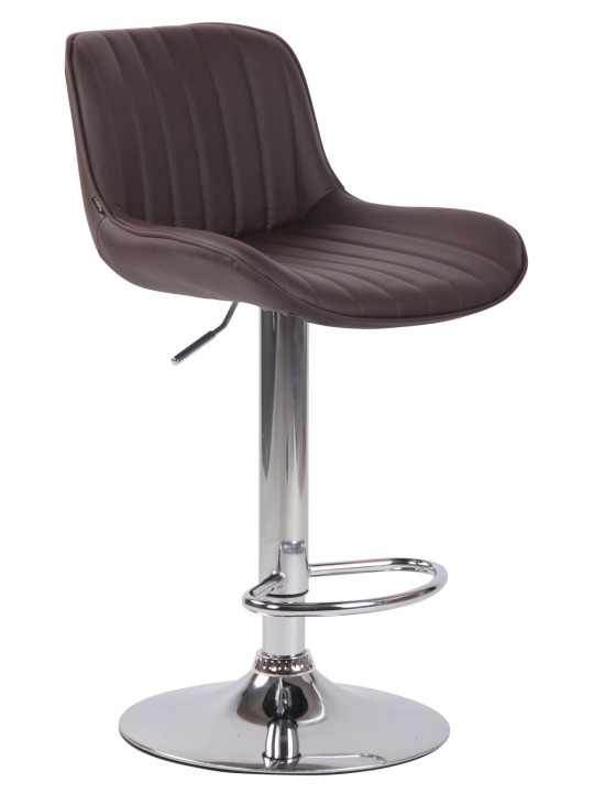Scaun de bar Lentini imitatie piele crom, maro
