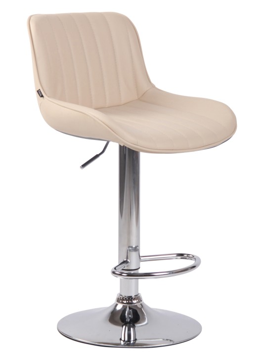Scaun de bar Lentini imitatie piele crom, crem