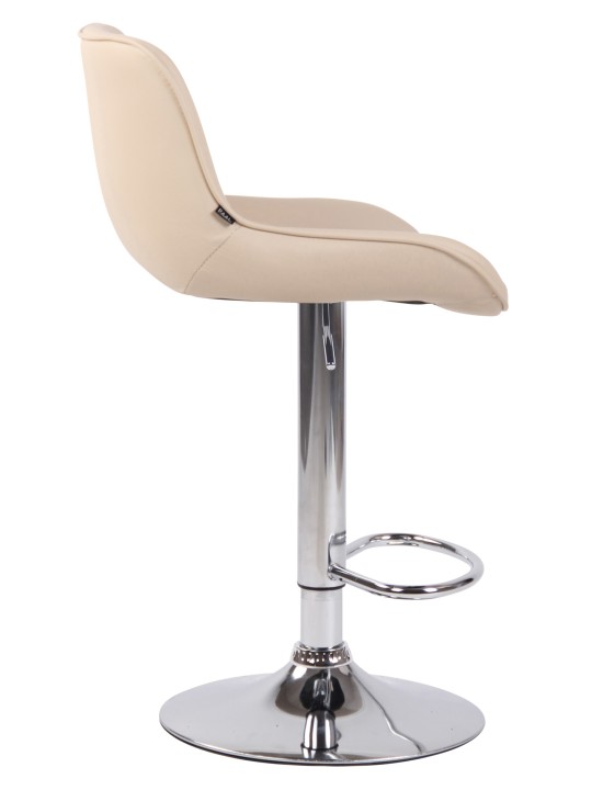 Scaun de bar Lentini imitatie piele crom, crem