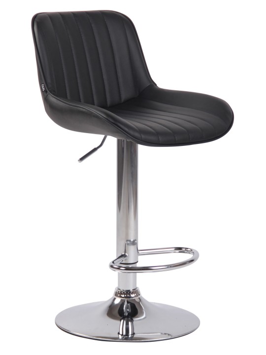 Scaun de bar Lentini imitatie piele crom, negru