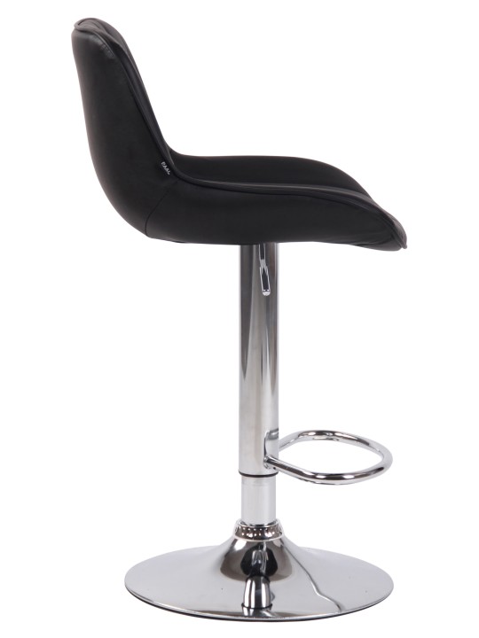 Scaun de bar Lentini imitatie piele crom, negru