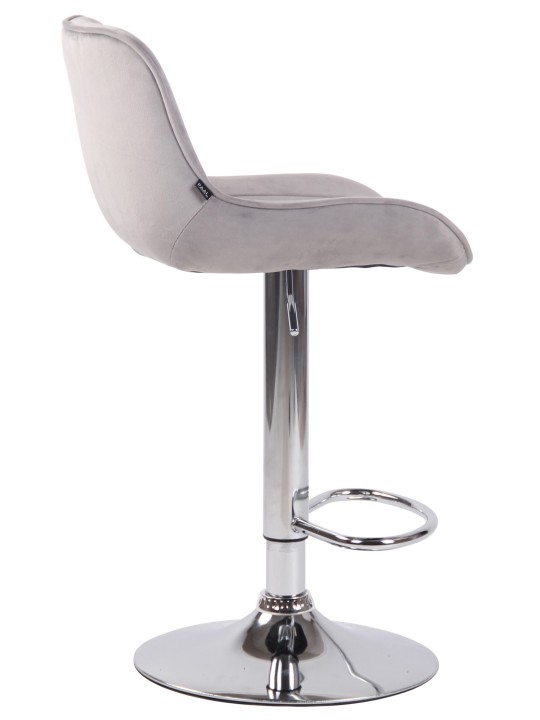 Scaun de bar Lentini catifea crom, gri