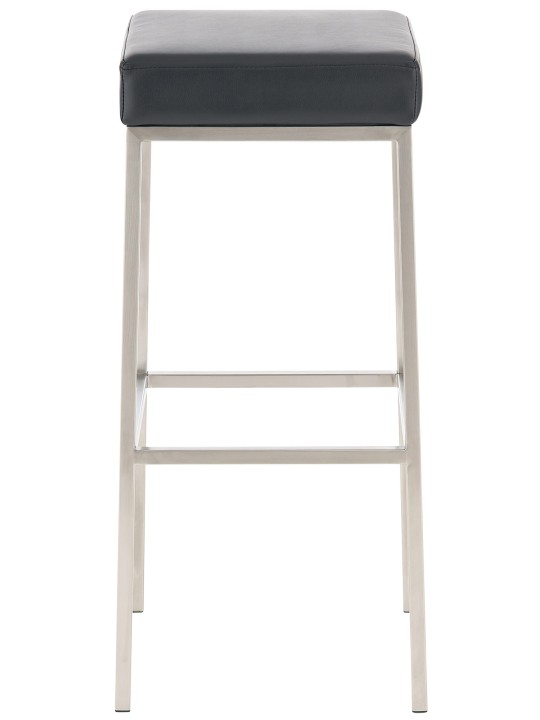 Set 2 scaune de bar Montreal 85 imitatie piele otel inoxidabil, negru