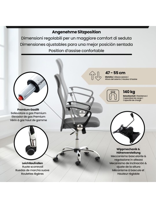 Scaun de birou Washington, gri