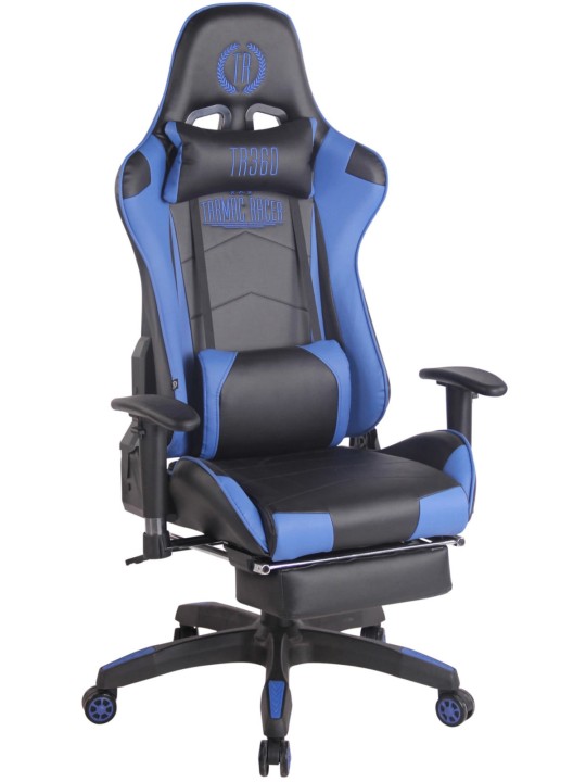 Scaun de birou Racing Turbo cu suport pentru picioare, negru/albastru Scaun de birou Racing Turbo cu suport pentru picioare, negru/albastru