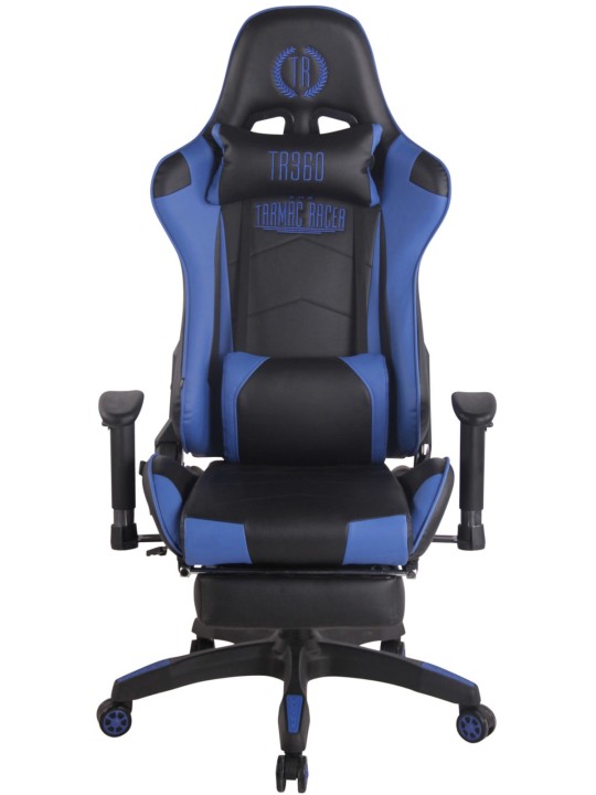 Scaun de birou Racing Turbo cu suport pentru picioare, negru/albastru Scaun de birou Racing Turbo cu suport pentru picioare, negru/albastru