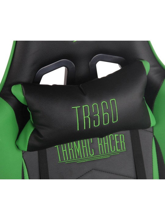 Scaun de birou Racing Turbo cu suport pentru picioare, negru/verde