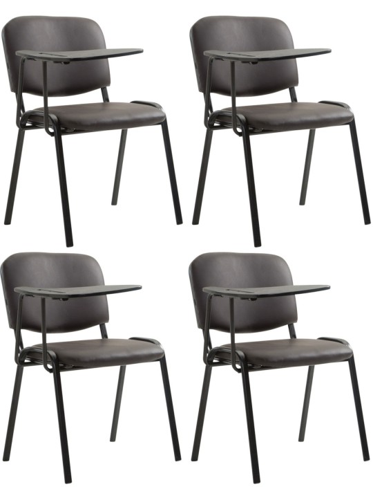 Set de 4 scaune Ken cu masă pliabilă din imitație de piele, maro