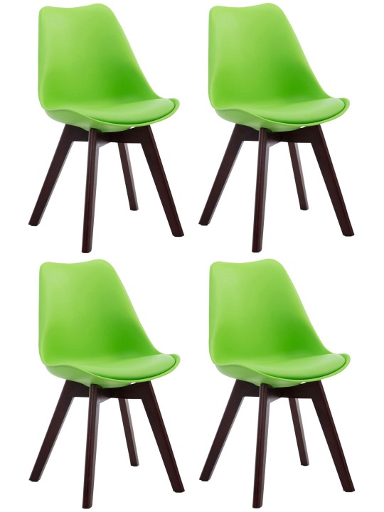 Set de 4 scaune vizitator Borneo V2 imitatie de piele de nuc, verde