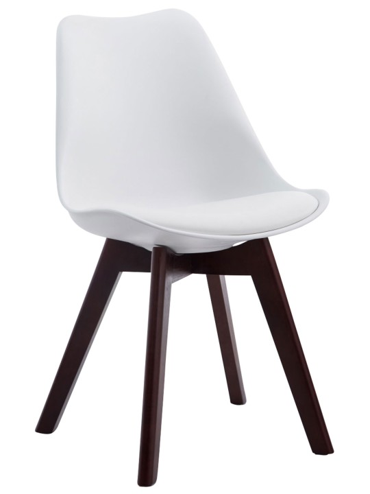 Set de 4 scaune vizitator Borneo V2 imitatie de piele de nuc, alb