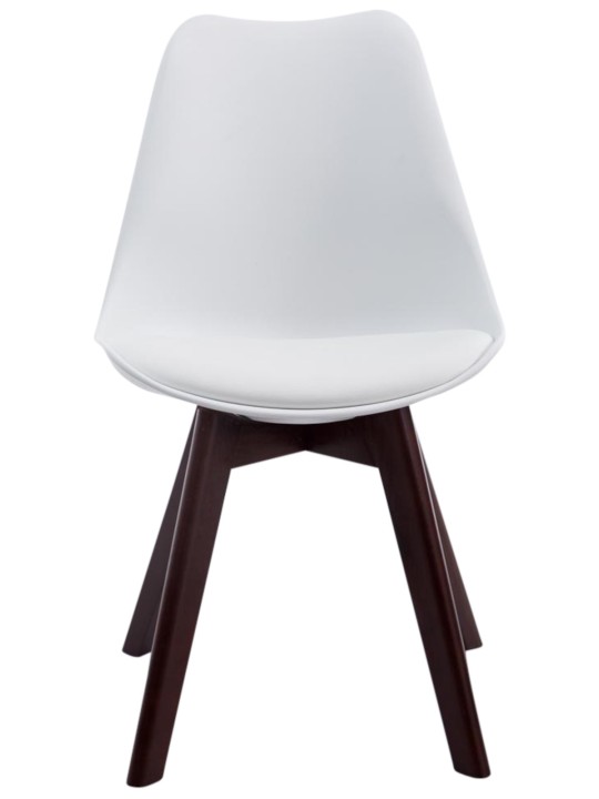 Set de 4 scaune vizitator Borneo V2 imitatie de piele de nuc, alb