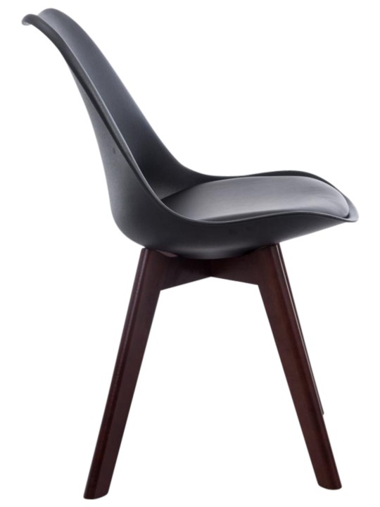 Set de 4 scaune vizitator Borneo V2 imitatie de piele de nuc, negru