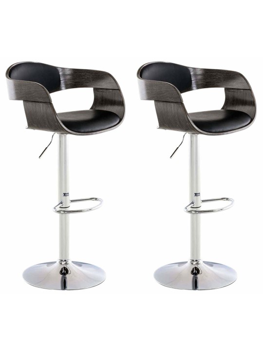 Set 2 scaune de bar Kingston C imitatie piele, negru/gri Set 2 scaune de bar Kingston C imitatie piele, negru/gri